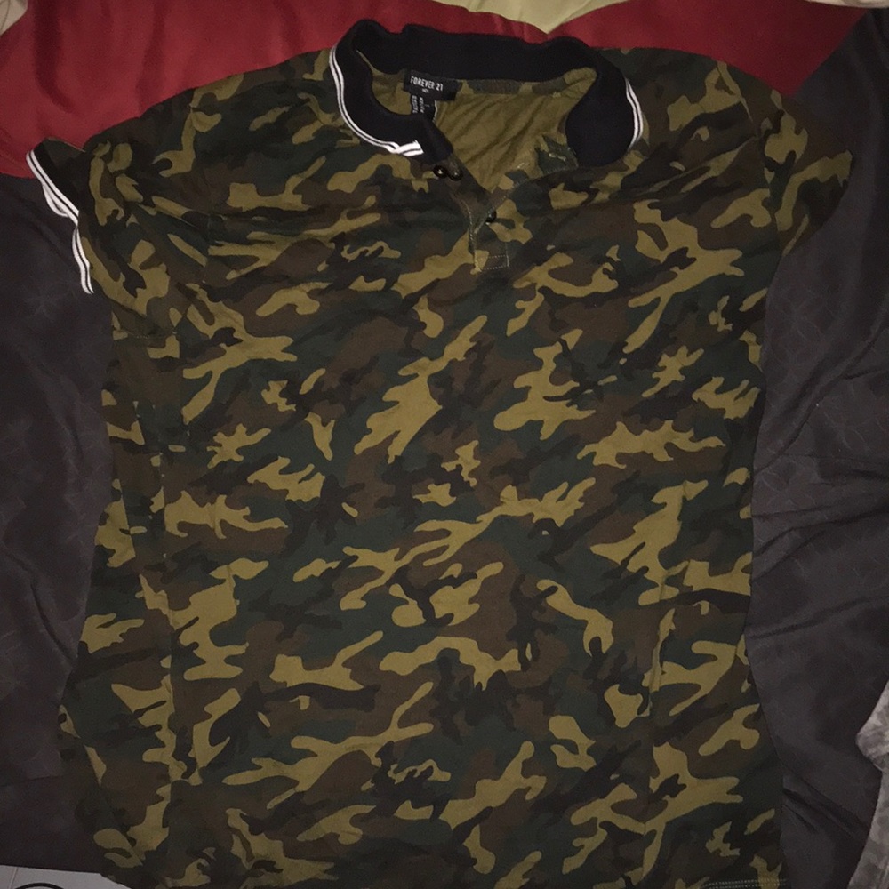 Forever 21 camo collared shirt.